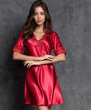 ネグリジェ パジャマ レディース ルームワンピース  ルームウェア ロング丈 半袖 ナイトウェア 部屋着 お寝巻き レース Vネック お姫様気分に 可愛い セクシー 人気 春 夏 XY-QP-61701