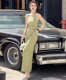 【4色】エレガント ワイドパンツ ジャンパー 通勤 OL風 可愛い XH2-ZED889309GT350