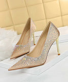 3色 ハイヒール セクシー 美脚効果 キラキラ おしゃれ 宴会 パンプスXH5-DS17189-5