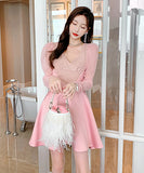 2色   ミニドレス  チュール  Vネック 谷間魅せ 新作 セクシー 脚長効果 LT2- JY5332