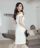 Vネック 谷間魅せ オフショルダー セクシー 韓国 ファッション 新作 脚長効果 MY2-ZED888381BH538