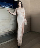 チューブトップ キラキラ ロングドレス 谷間魅せ  セクシー  高級感  LT2-YM9107