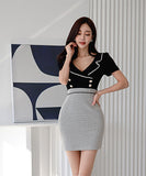 ミニドレス キャバドレス 気質 大人可愛い ハイウエスト XH2-ZED887337A71