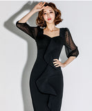 水玉柄　チュール   肌見せ  キャバドレス ロングドレス  新作 LT2-ZED886315BH506