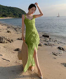 【２色】サンドレス チュール 仙女風 フリル セクシー 淑やかXH2‐QJ8923