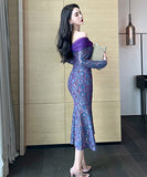 ロングドレス  レース セクシー  高品質  着瘦せ 宴会 二次会  LT2-JY20019