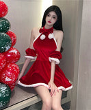 ふわふわ santababy クリスマ ホルターネック セクシー コスプレ かわいい サンタ XH2-SBYX0905