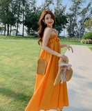 サンドレス 海辺 ホルターネック 大人可愛い ビーチ 夏新作 XH2-AQR6111#