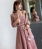 【2点セット】コート＋ドレス  真珠飾る 高級感  名媛風  かわいい  新作  キャバスーツ  LT2-LML9285#