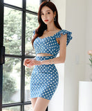 ミニドレス 水玉柄 ウエストカード SEXY フリル 可愛い 気質 XH2-ZED889517C415