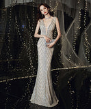 華奢感 ナイトドレス キラキラ パーティー Ⅴネック 谷間魅せ 演奏会 ロングドレス XH2-YFTK1125