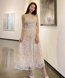 花柄 刺繡 ロングドレス セレブ 気質 チュール XH2-ZED887063E