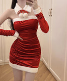 コスプレ サンタ服 ミニドレス キャバドレス  かわいい ふわふわ LT2-MLS7615