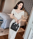 高級感 オフショルダー 水玉 可愛い 宴会 エレガント XH2-JY5920