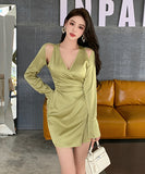 春新作 Ⅴネック 谷間魅せ セクシー 指名 キャバドレス ミニドレス XH2-ZED889525GT347