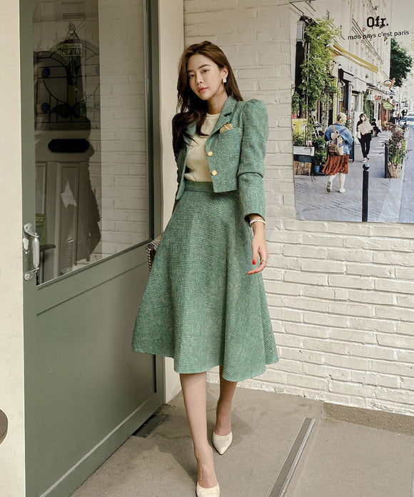 セットアップ コート＋スカート 2点 ショット丈 上下  着やせ おしゃれ 学生 秋冬XY2-ZRD880320E49