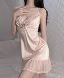 【2色】パジャマ エロかわいい レース フリル ルームウェア 谷間魅せ XH8-GR1339