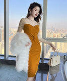 エレガント 高品質 パッチワーク 同伴 二次会 宴会 セクシー スクエアネック XH2-JY10203