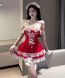 クリスマ 大人可愛い セクシー サンタ服 コスプレ レース リボン XH2-SBYX0674