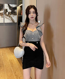 【black&blue】キャバドレス 指名 フリル カワセクシー ミニドレス XH2-YM8719