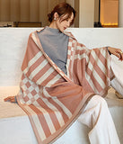 2色 縞柄  50%カシミアスカーフ  韓国ファッション 厚手 保暖性 高級感 LT9-CM-2