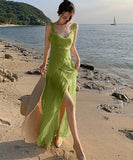 【２色】サンドレス チュール 仙女風 フリル セクシー 淑やかXH2‐QJ8923