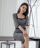 ワンピース 通勤 長袖 ゴージャス 韓国 大人 かわいい セクシー 高見え ZED887269A71