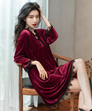 フランネル パジャマ ドレス 柔らかい 秋 冬 セクシー パジャマ ルームウェア MY8005