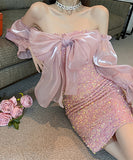 ピカピカ 可愛い キャバドレス セクシー ベアトップ 指名 ナイトドレス 宴会 XH2-ZED885258DXH418