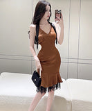 キャバドレス Vネック  セクシー  着痩せ  レース  LT2-LQR1027H418T