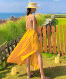 サンドレス 色鮮やか バックレス 旅 海辺 エレガントXH2-QJ8053