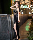 高級感 ナイトドレス 宴会 披露宴 二次会 スリット レース セクシー XH2-WYSS8173