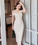 高級感 オフショルダー 水玉 可愛い 宴会 エレガント XH2-JY5920