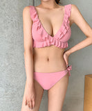 ビキニ モノキニ タンキニ 水着 フリル セクシー 女性 無地 YN7027