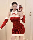 コスプレ サンタ服 ミニドレス キャバドレス  かわいい ふわふわ LT2-MLS7615