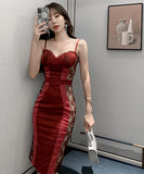 セクシー タイトドレス パッチワーク レース 宴会 披露宴 XH2-JY4115