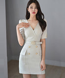 Vネック  ミニドレス キャバドレス  高級感  披露宴 新作  LT2-ZED880683E49