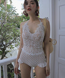 2色 ビキニ セクシー ホルターネック  水着 モノキニ 海辺 レース　XH7-XYX-JMLS