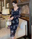 蝶々柄 新作 ロングドレス  高級感  セクシー  気質  ゴージャス LT2-LQE849