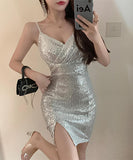 【2色】キャバドレス 谷間魅せ キラキラ 指名 ナイトクラブ セクシー XH2-MLS7066