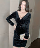 3色 ベルベット キラキラ 大人 かわいい 長袖 冬新作 MY2164-MLS6009