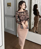 レース  ロングドレス  淑女風   宴会 ダイヤモンド 着瘦せ 高級感 LT2-JY20034