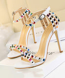 7色 ピカピカ キラキラ サンダル ハイヒール 履きやすい 脚長効果ゴ ージャス 姉 MY5-DS267-2