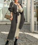 長袖 ラウンドネック ドレス 秋冬 ニットセーター 膝上 ロングドレス XY2-ZRD885129A71