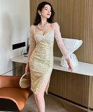 チュール  キラキラ  名媛スタイル  ロングドレス  高品質  結婚式 披露宴  LT2-JY20161