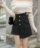 【2色】秋新作 ミニドレス ツイード 可愛い 非対称 脚長効果 コーデ万能 XH2-YL3016