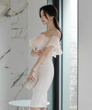 ミニドレス パーティードレス かわいい レース リボン 清楚感 宴会 結婚式 MY2-ZED889630BH538