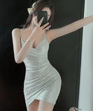 2色 キラキラ 肌見せ セクシー レディー ミニドレス キャバドレス 着瘦せ MY2152-MLS5730