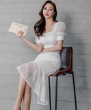 【2点セット】レース エレガント 気質 大人可愛い パフスリーブ おしゃれ感 XH2-ZED887543E49