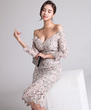 レース 花柄 ゴージャス 新作 肌見せ 着回し 同伴 二次会 結婚式 ドレス ワンピース MY2-ZED881766B